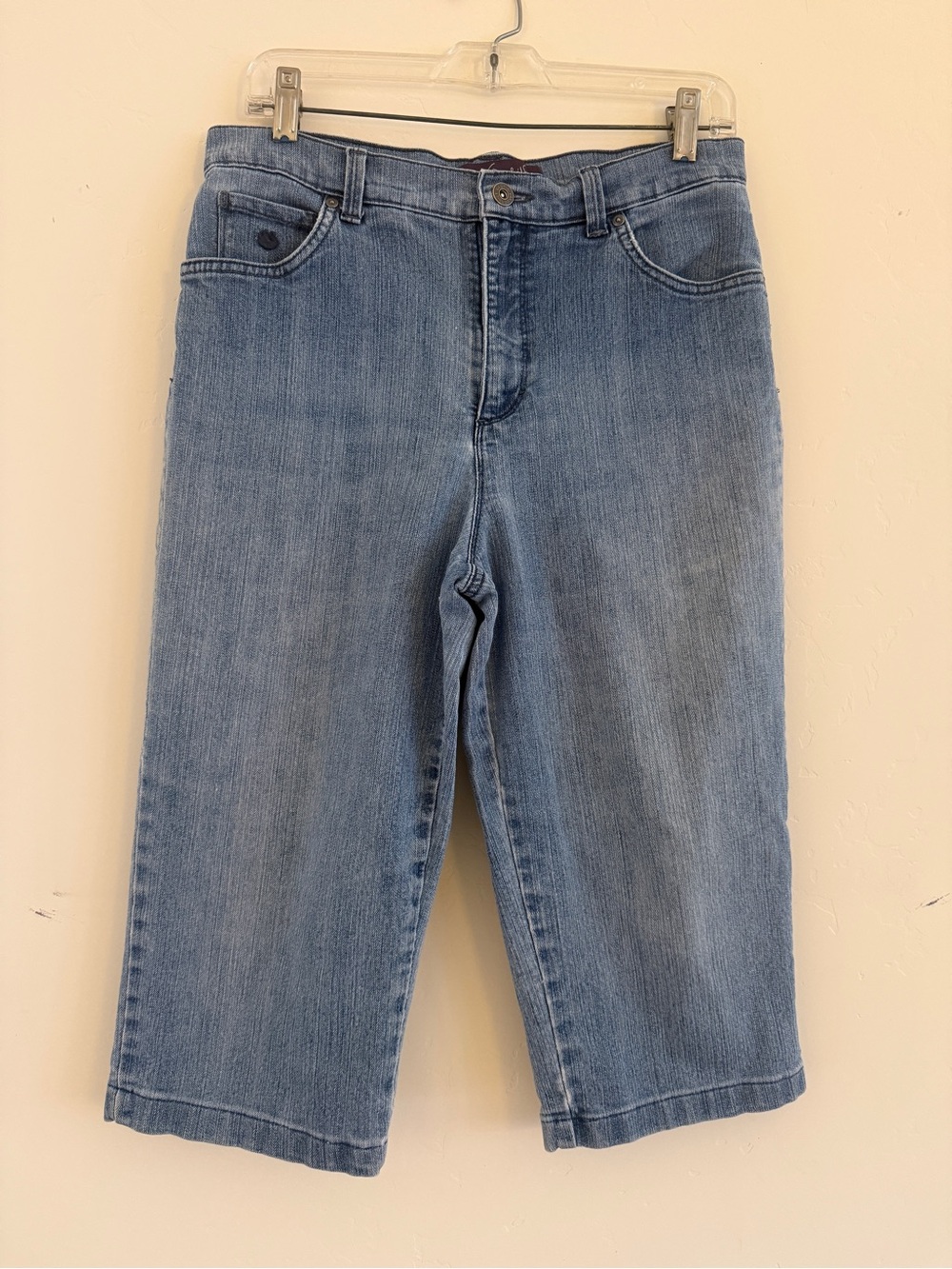 Y2K 90s Gloria Vanderbilt Amanda Capri Light Wash soccermom Denim Jorts Sz 10
